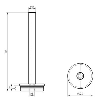 Handlaufträger V4A auf Endkappe, für Rohr 42,4x2,0mm