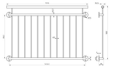 Fenstergitter Typ A, 1510x1000mm