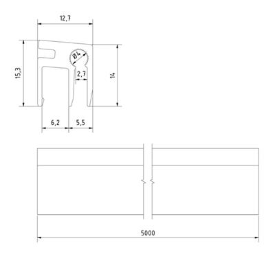 Trans Level Abdeckprofil 8010, Länge 5000mm, Nut 2: 3mm