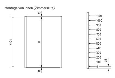 SKYFORCE SLIM, unbehandelt für Top Montage, für Glasstärken 16-17,5mm, Höhe 1000mm