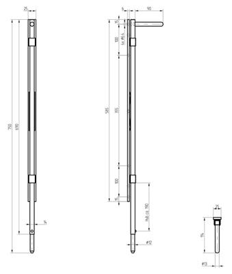 Vierkant-Torriegel QUADRO verzinkt, selbsthemmend, 14x14mm - 750mm