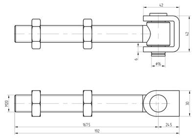 Torband mit Langgewinde M20, Länge 150mm