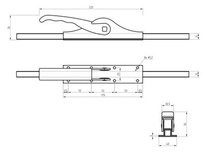 Tortreibriegel Plano 2.0, feuerverzinkt, für 13x13mm