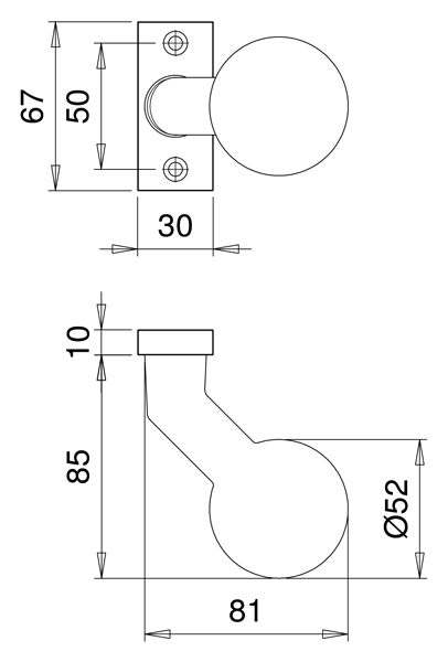 Drehknopf ø 55 mm, Serie 1213, Kunststoff schwarz, Vierkantstift 7x35 mm 